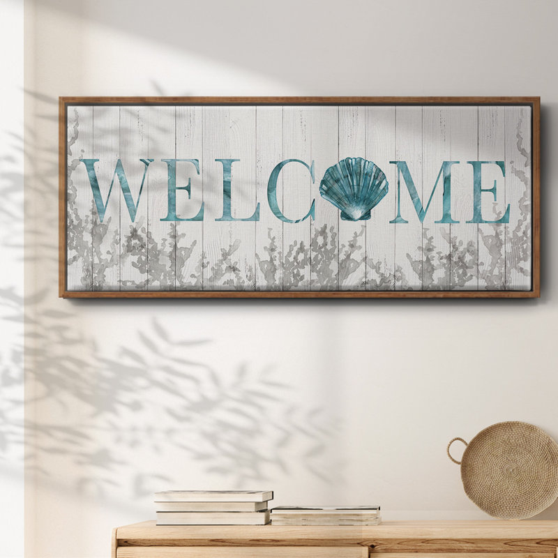 Welcome Shell- Framed Canvas, 20" H x 50" W
