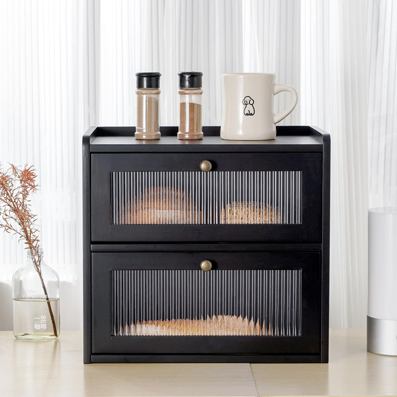 Wood Food Storage Container, Black