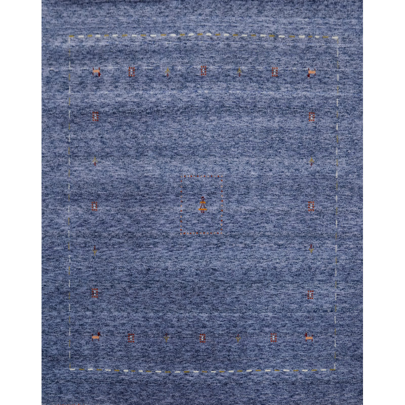 Tapis bleu fait à la main de style Gabbeh 6 x 6