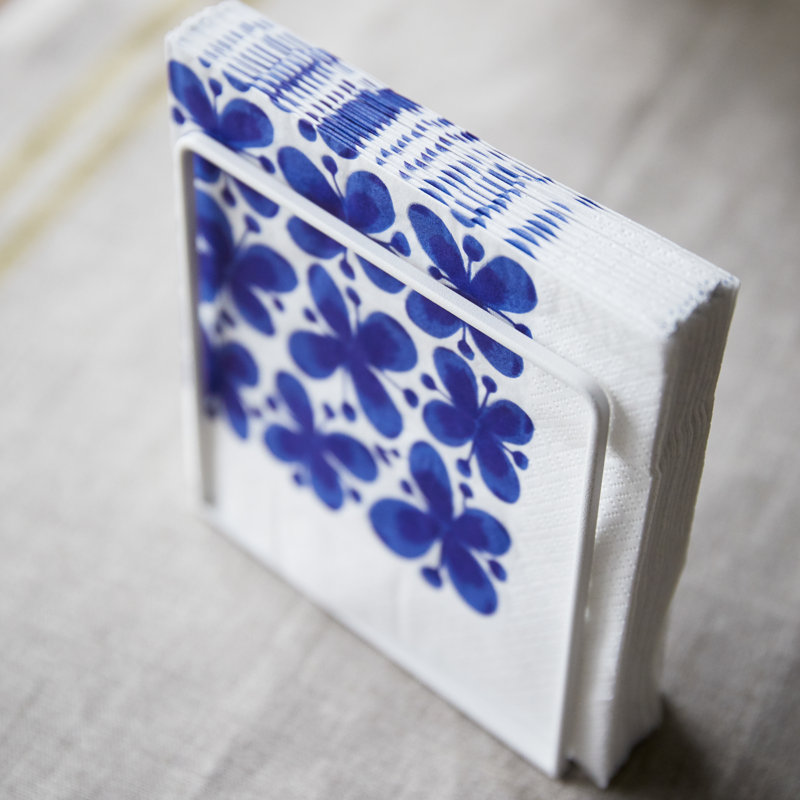 White and Wood Modern Napkin Holder