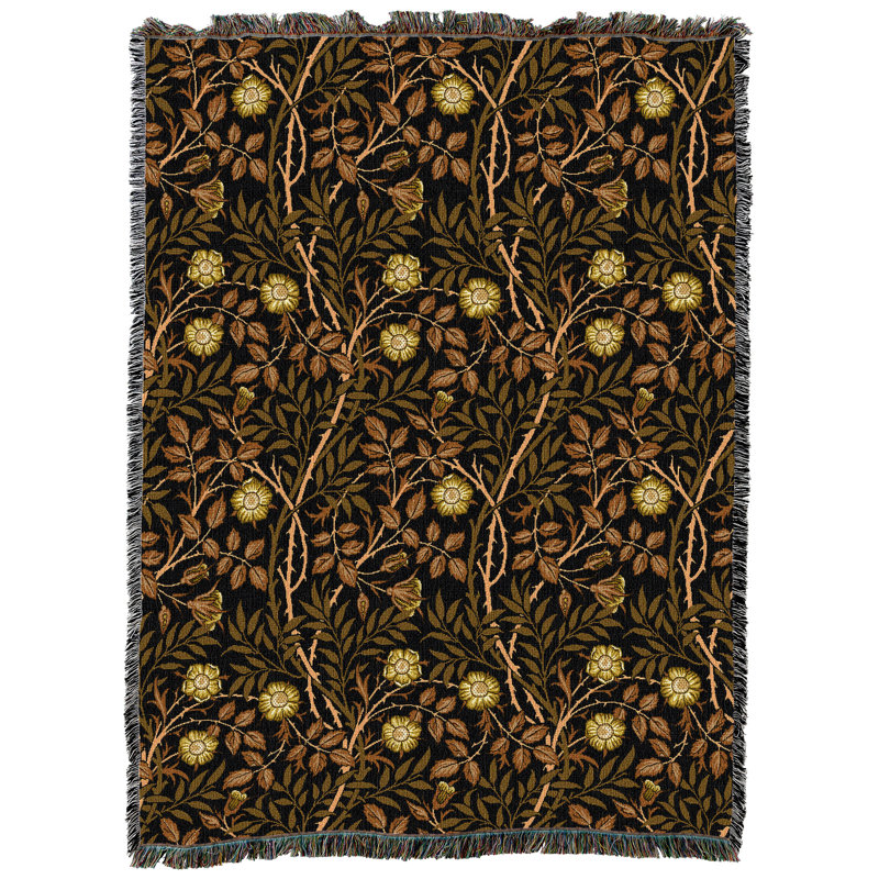 Couverture en bronze Pure Country Weavers William Morris Sweetbriar - Artisanat d'art - Jeté en coton tissé à la main - fabriqué aux États-Unis (72 x 54)