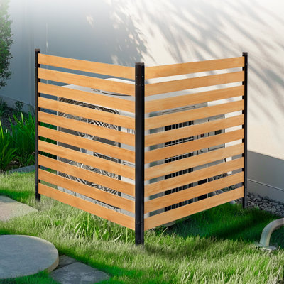 Wood Privacy Fence 2 Panels Slatted Air Conditioner Fence 38" W
