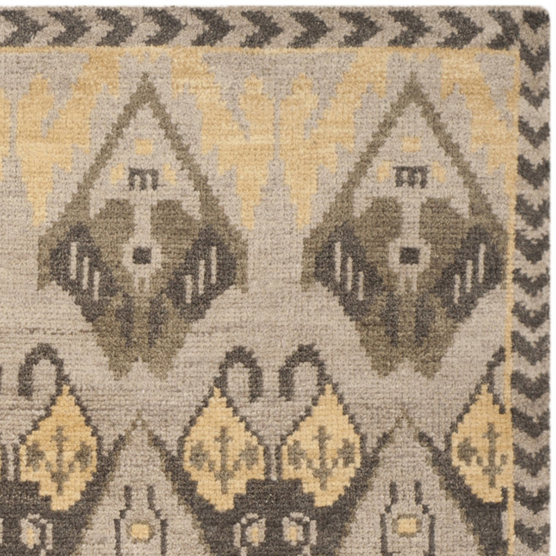 Nesika Hand Knotted Wool/Cotton Ikat Rug in Brown/Gold/Beige, Rectangle 8' x 10'