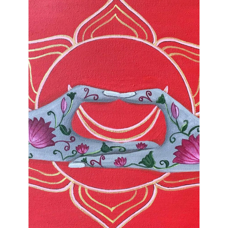 Sacral Chakra Acrylic & Ink Canvas Painting by Kangana Vohra – 24"x24" Spiritual Energy Wall Art, Modern Meditation Decor