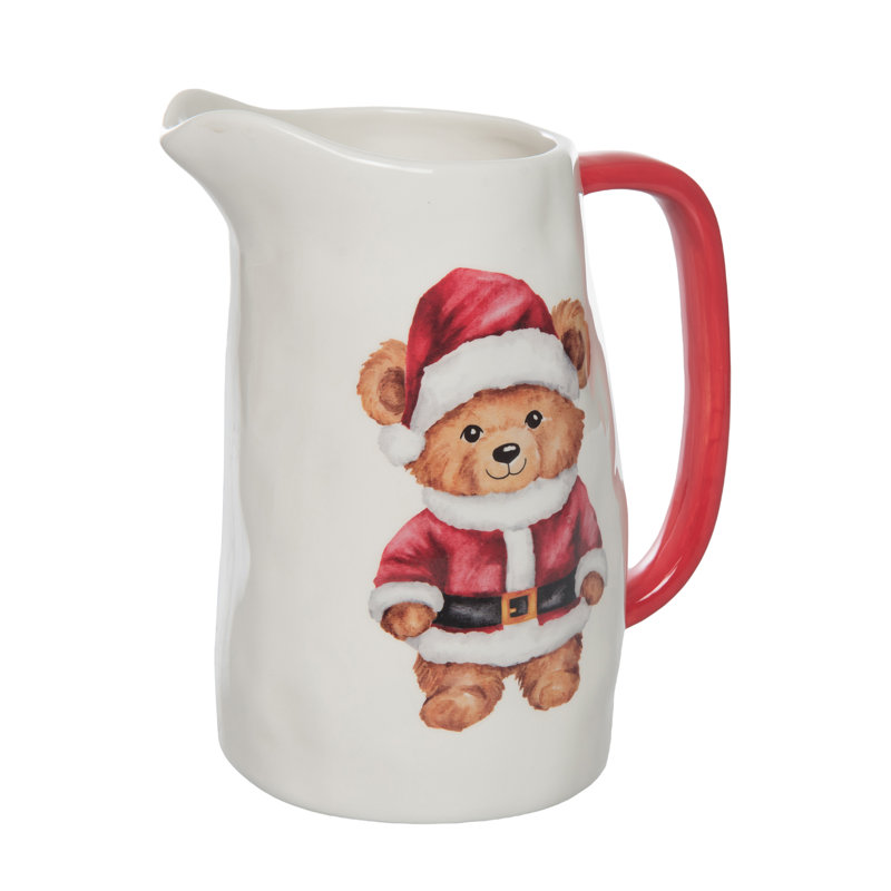 Pichet de Noël en céramique Beary blanc 47 oz