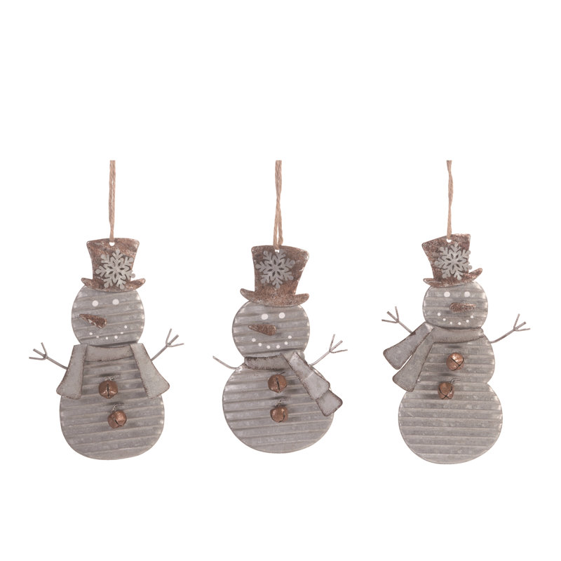  Ensemble de 3 décorations de Noël en métal bonhomme de neige