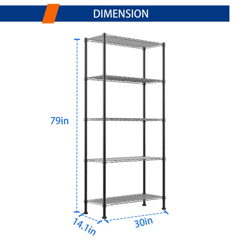 5-Wire Shelving Metal Storage Rack Adjustable Shelves,Standing Storage Shelf Units for Laundry Bathroom Kitchen Pantry Closet