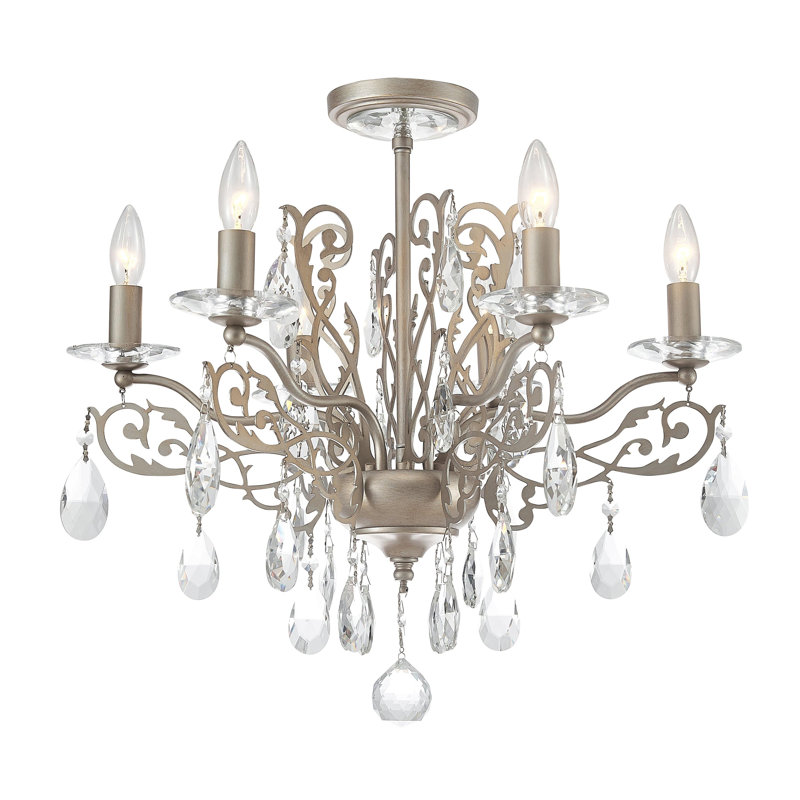 Lustre classique / traditionnel Kurr, Argent rétro, H 18 po x l 23 po x P 23 po, 6