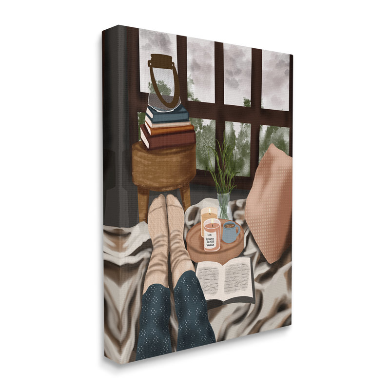 «Relaxing Reading in Bed», art mural sur toile par Saba Rauf, H 20 po x l 16 po x P 1,5 po