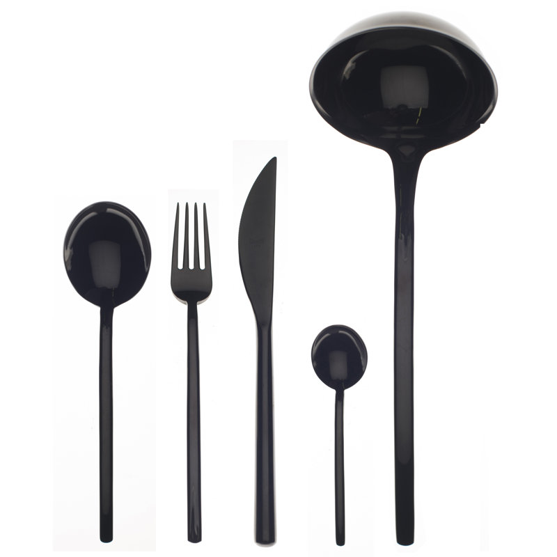 Due Flatware Set - 49 Pieces - Black Gold, Black Gold