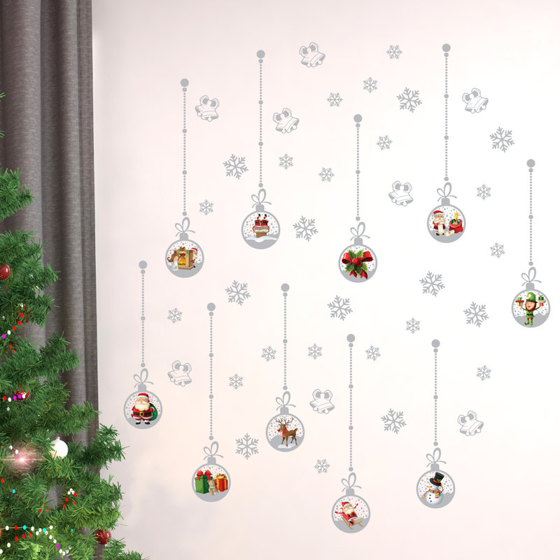 Décalcomanie murale ornements de noël, argent