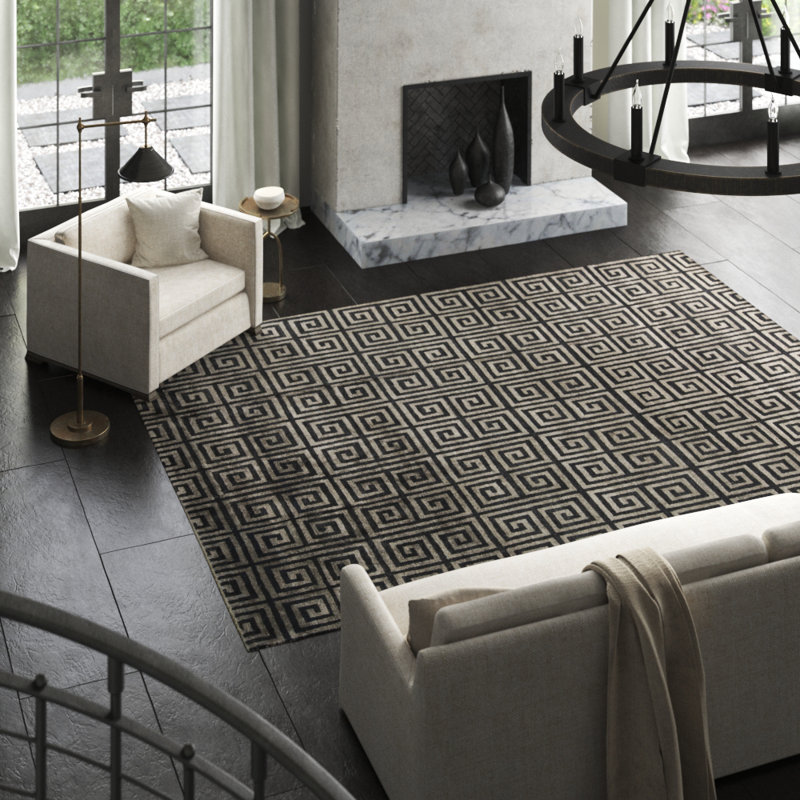 Windsom Geometric Area Rug in Charcoal