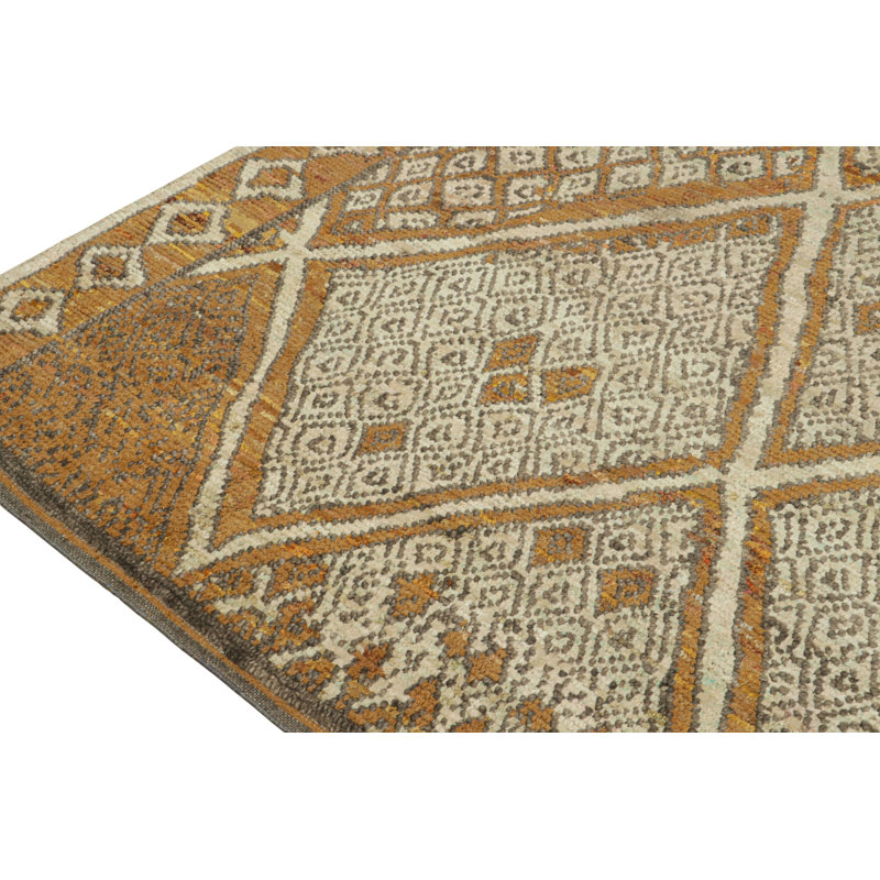 Moroccan Hand Knotted Geometric Area Rug, Rectangle 10' x 14'