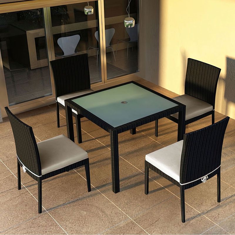 Ensemble repas Kaneb, Argent coulé Sunbrella®, Argent coulé Sunbrella®, H 29,5 po x l 39,25 po x L 39,25 po