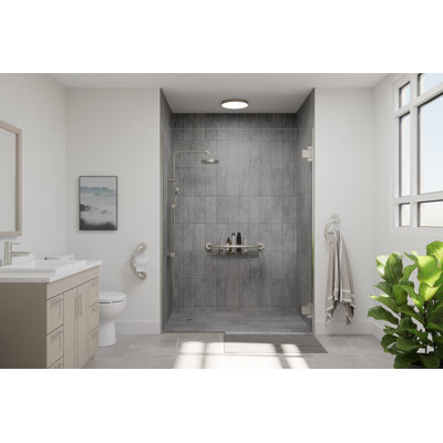 Plus 24" Shampoo Shelf + Grab Bar in Brushed Stainless Steel