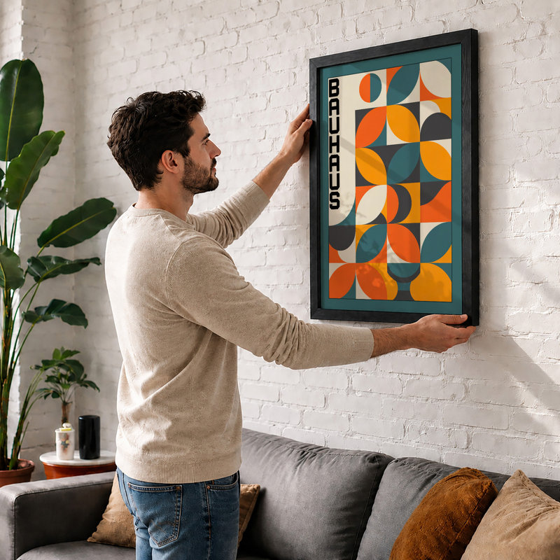 Bauhaus Grid Geometric - Print, A2 - 59.4 x 42.0 cm, White