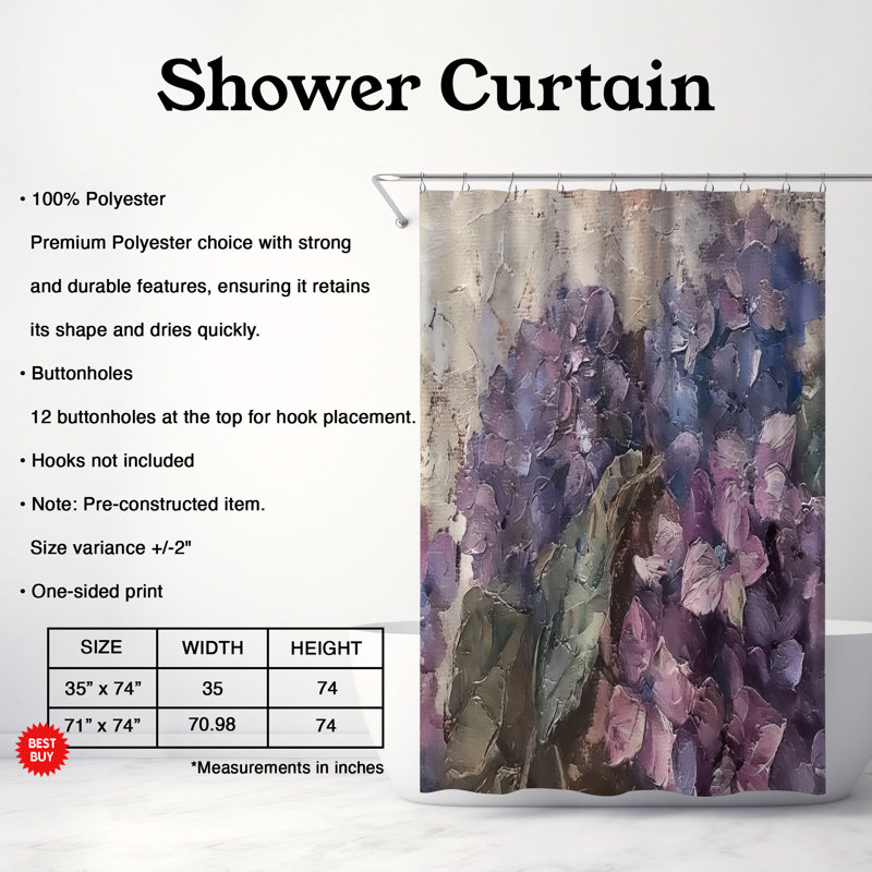 Rideau de douche Floral, H 74 po x l 71 po