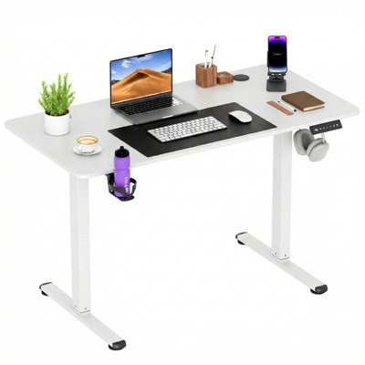 Electric Standing Desk, Height Adjustable Computer Desk with Mobile Phone Holder
