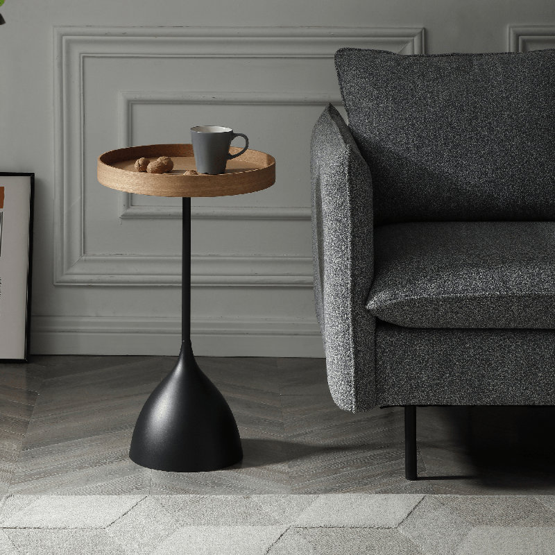 Modern and Stylish Citlalli Contemporary Versatile Round 15.74" Tray Top Pedestal Round End Table, Natural