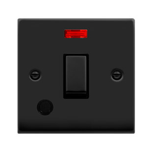 Matt Black 1 Gang 20A Ingot DP Switch With Flex With Neon