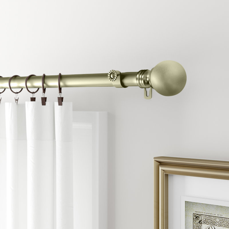 Orpha Steel Adjustable 1'' Single Curtain Rod, Gold, 48" - 84"