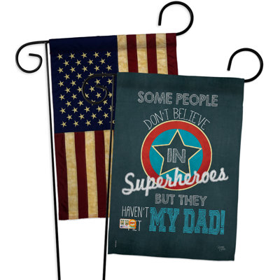 Ensemble de 2 drapeaux pour jardin 2 côtés en polyester 19 po superhero dad impressions