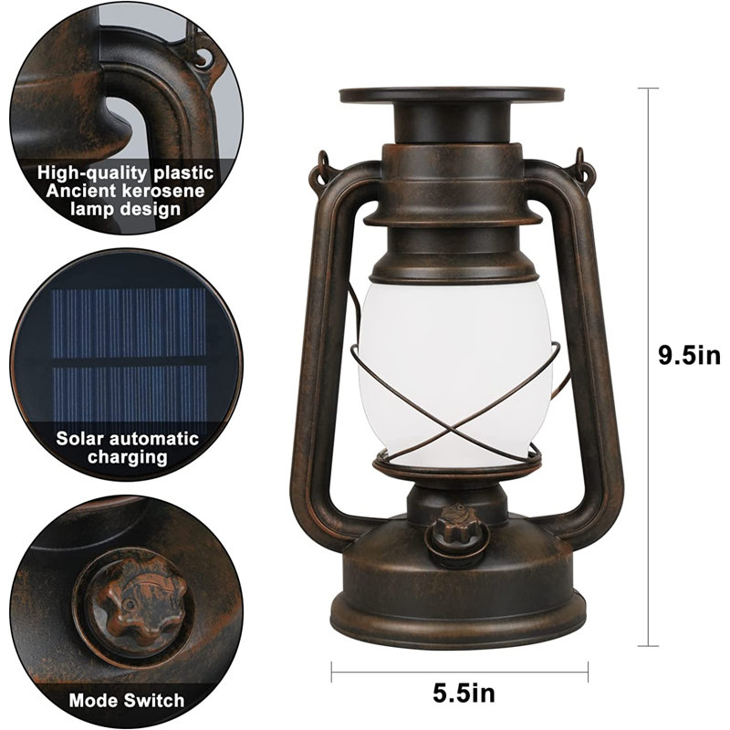 9.5'' Solar Powered Integrated LED Hurricane Lantern
