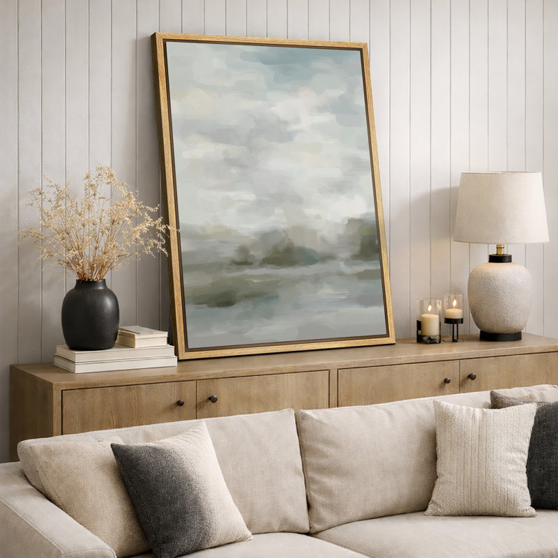 Décoration murale abstraite minimaliste nordique contemporaine, Cadre flottant naturel, H 24 po x l 16 po x P 1,5 po