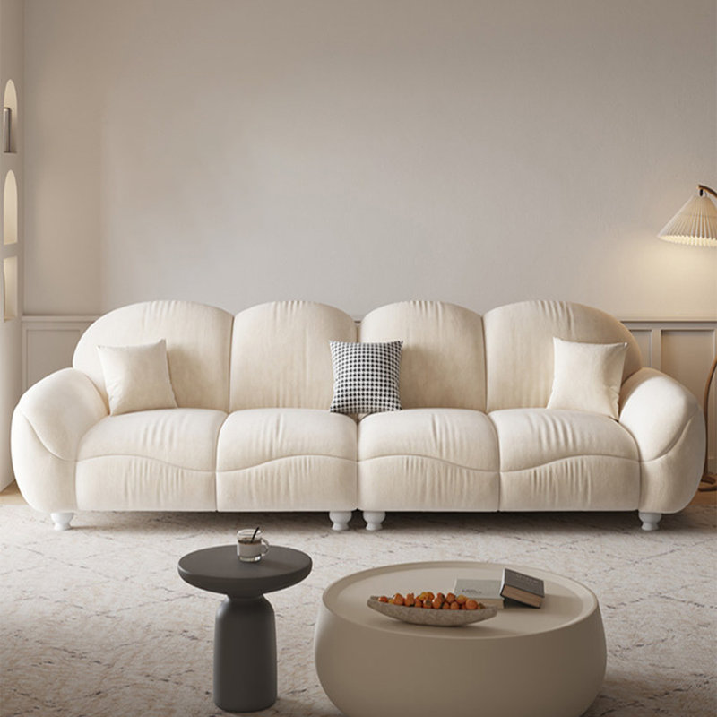 Coussin modulaire 100% polyester crème, 31.5" H x 94.49" W x 37.4" D, Creamy-White