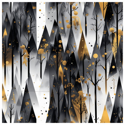 Tapisserie murale «Black Forest Illustration» - Décoration murale forêt