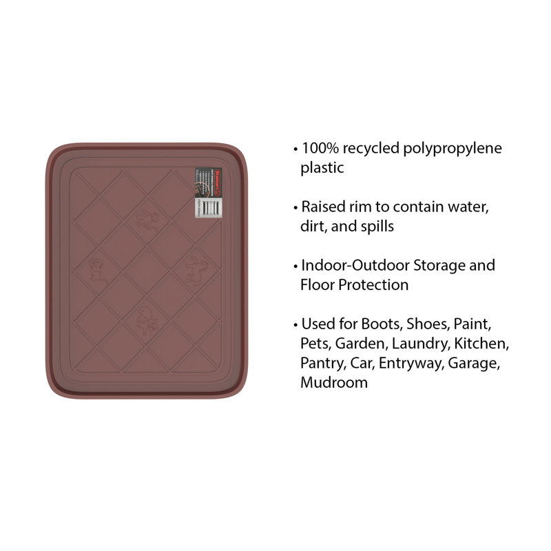 All Weather Boot Tray - Small Water Resistant Plastic Utility Shoe Mat for Indoor and Outdoor Use, Brown