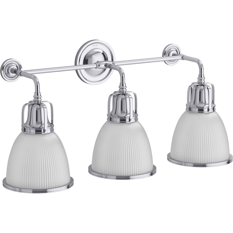 Hauksbee Three-Light Bell Sconce, Polished Chrome, 13.78" H x 28.03" W x 9.63" D