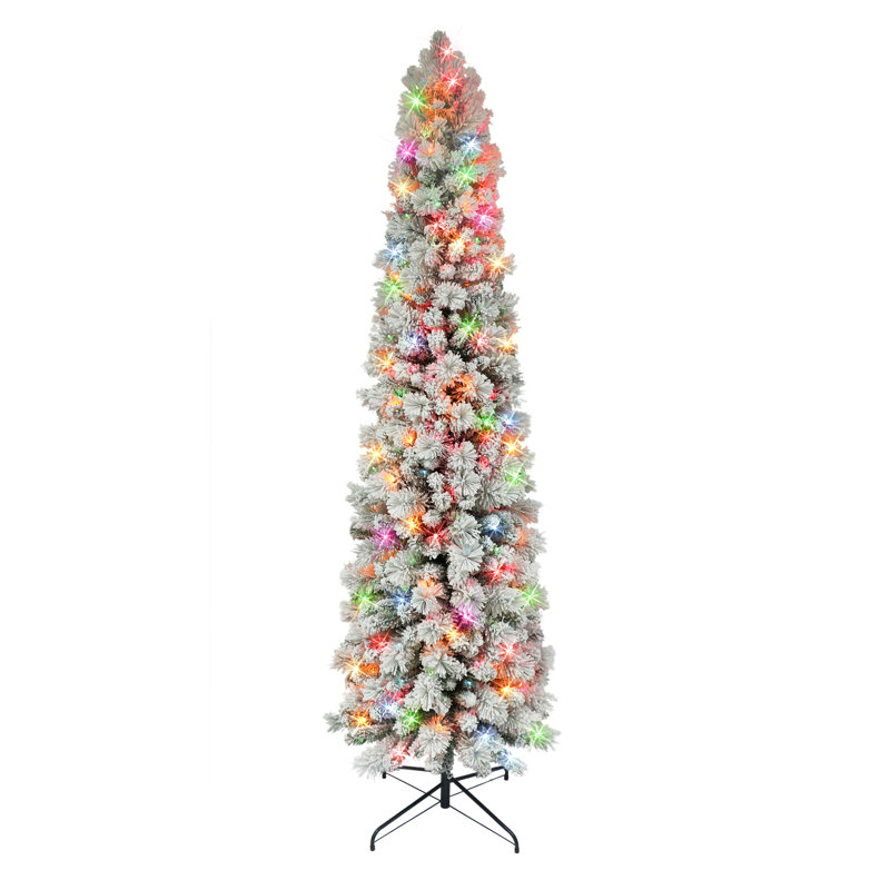 Lighted Artificial Pine Christmas Tree, 7ft 6" H