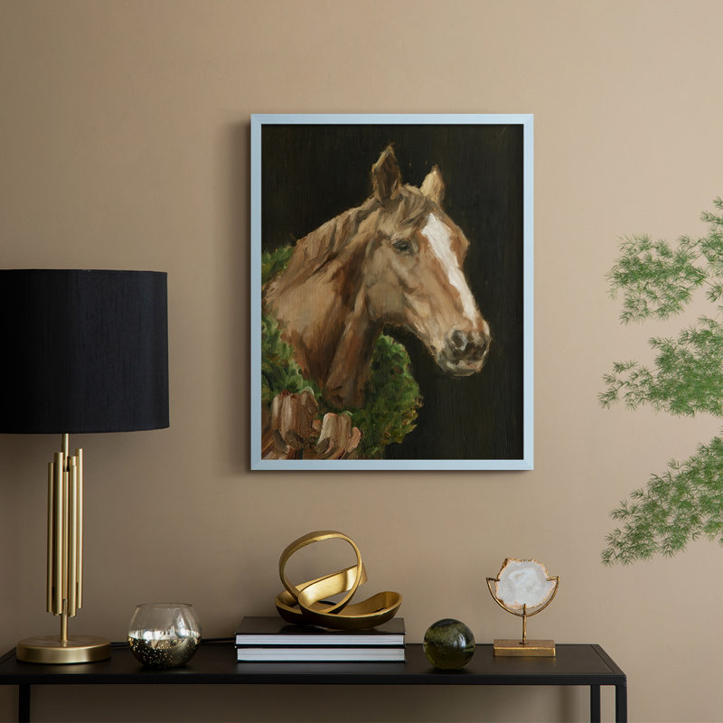 Holiday Horse I Framed Print - Solid Wood, Blue, H 15 po x l 12 po