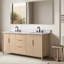 Meuble-lavabo autoportant à double cuve 72 po avec plateau en pierre reconstituée, centrale électrique cachée, support de chargement USB et support pour sèche-cheveux Lucerne -125008407-125008409