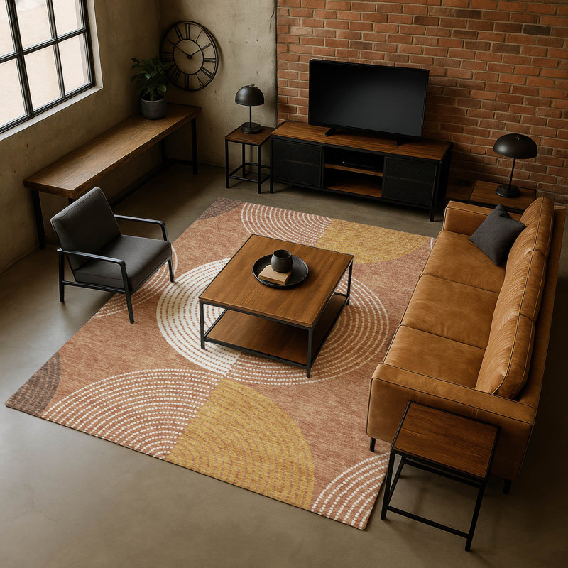 Premium Machine Washable Mayfield AMF2281 Geometric Rug, 10' x 14', Copper
