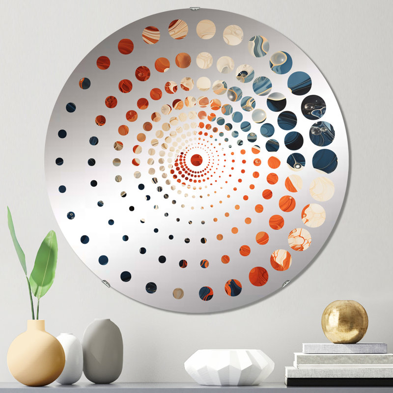 Anshu - Miroir mural spiralé, 31,4 po x 31,4 po, Orange/bleu