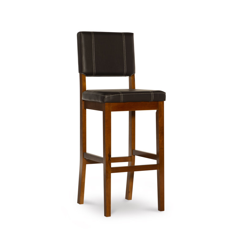 Upholstered Counter Stool with Solid Wood Frame, Bar Stool (30" Seat Height), Russet