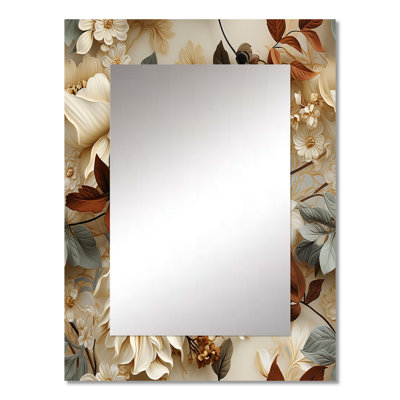 Keenan Rustic Victorian Brocade Victorian Pattern - Floral Wall Mirror, Cottage Decorative Mirror, Printed Metal Art