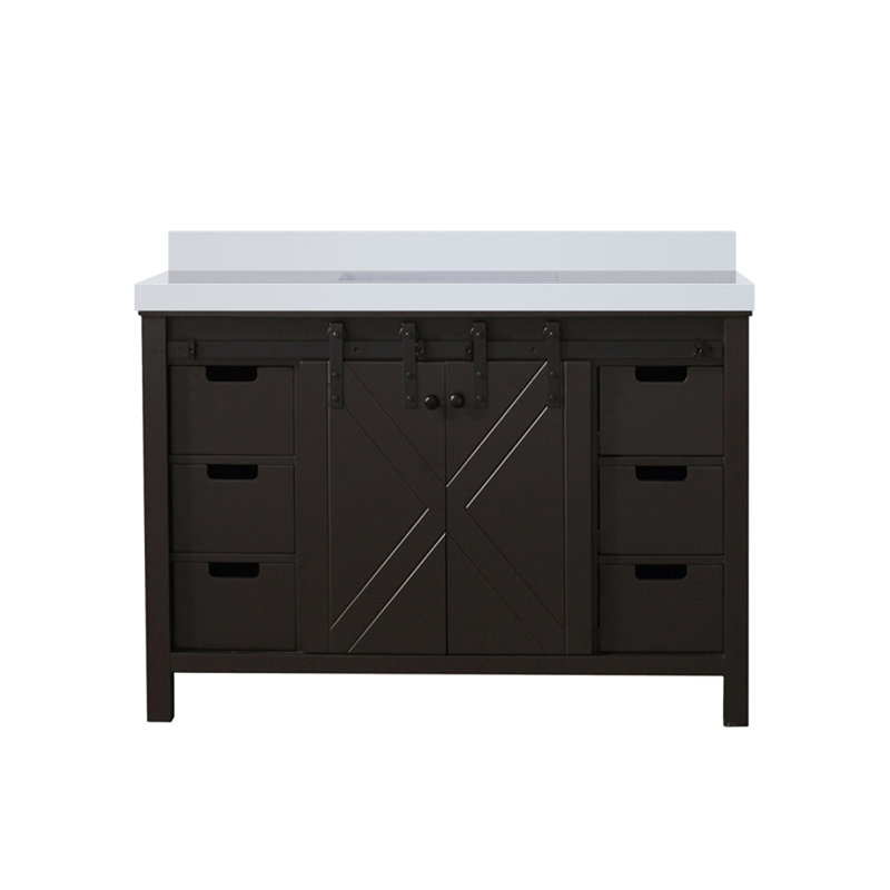Meuble-lavabo brun 48 po X P 22 po D, avec comptoir en marbre de culture, Brun