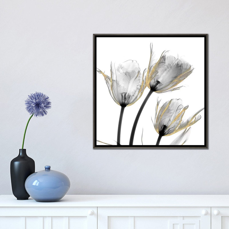 " Gold Embellished Tulips II " by Albert Koetsier, 18" H x 18" W x 1.5" D, Wrapped Canvas, No Mat