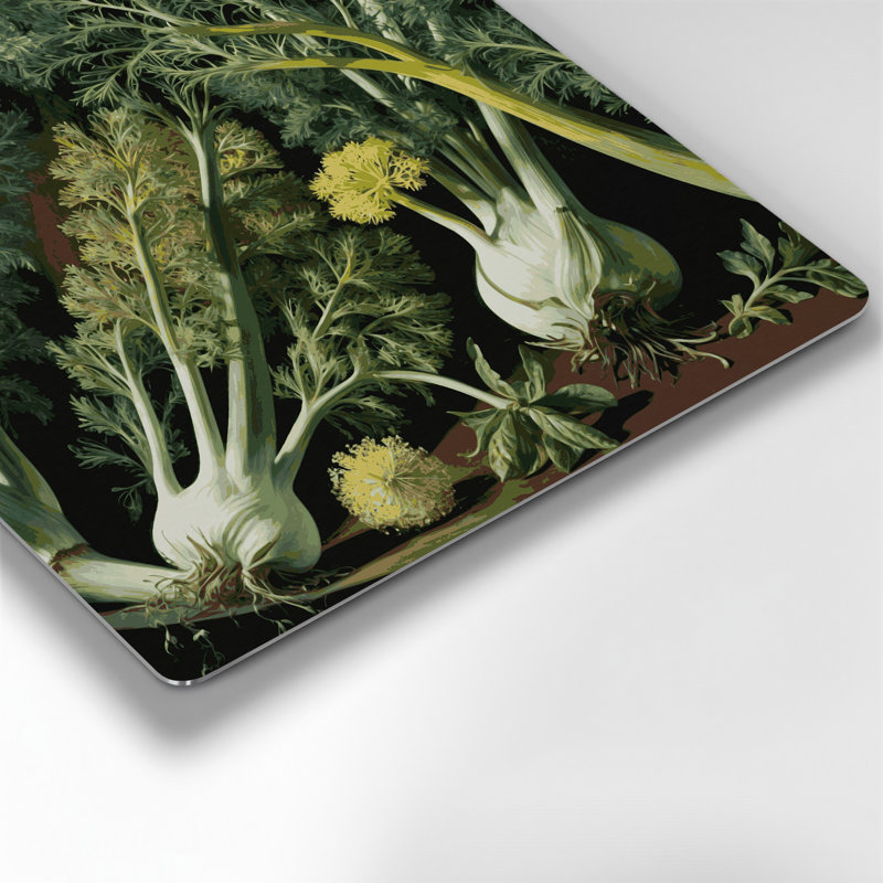 Art mural en métal vert légumes Fenouil, H 12 po x l 12 po