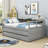 Ajara Twin XL Wooden Daybed with Two Twin Size Trundles and Three Shelves-891171466