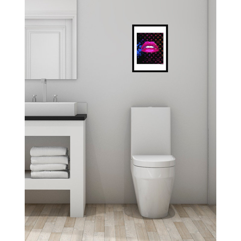 Hot Pink Glam Lips 14x18 Framed Fashion Print