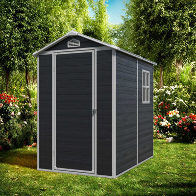 4 ft x 6 ft Outdoor Plastic Storage Shed with Floor and Pad-Lockable Door