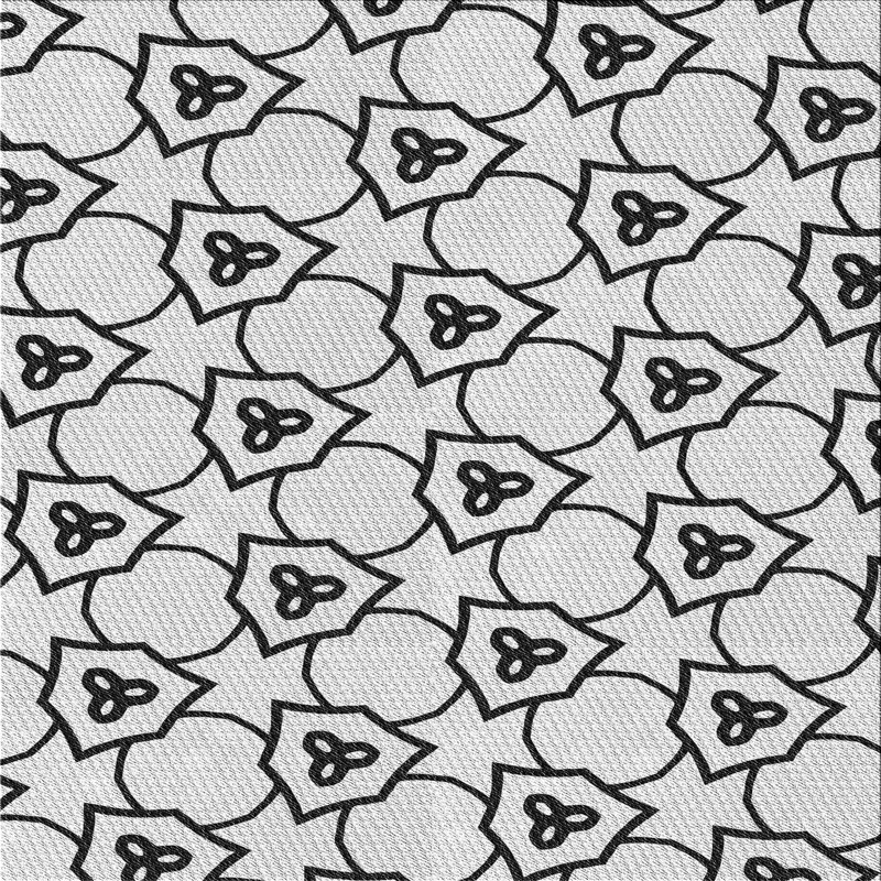 Tapis blanc/noir à motifs, Carré 4 pi