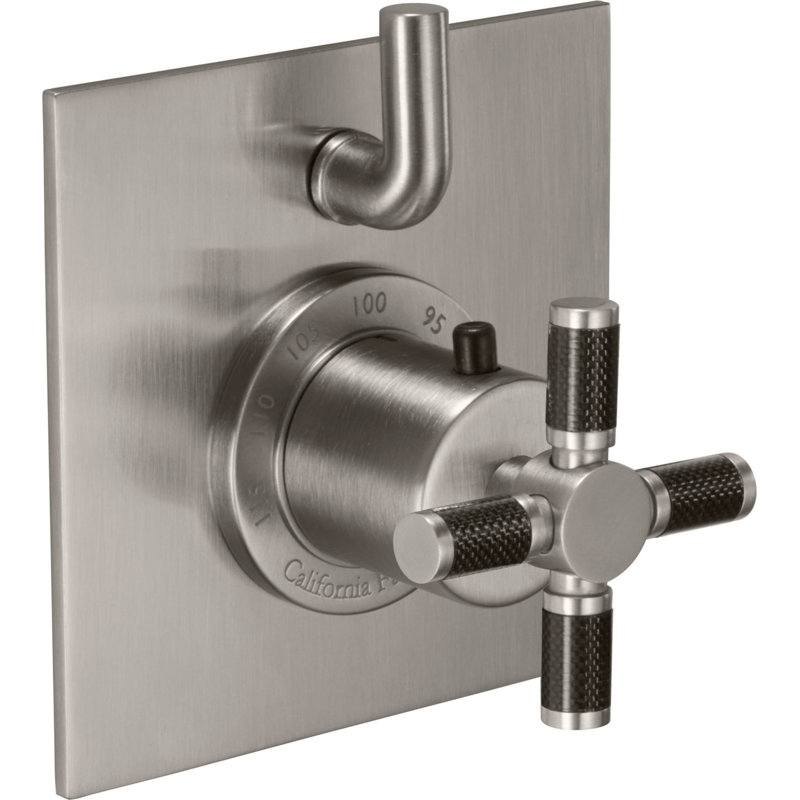 Descanso StyleTherm® 1/2" Trim Only with Single Volume Control - Carbon Fiber Cross Handle, Satin Nickel