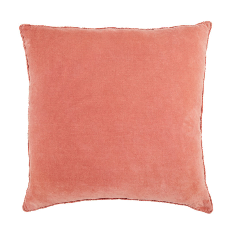 Kam Fringed Cotton Reversible Throw Pillow, Down Alternative, Blush