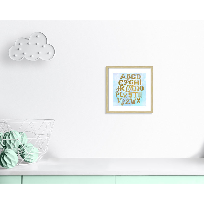 Abc Blue », impression sur papier, Encadré de boîte champagne, H 16 po x l 16 po x P 1,18 po