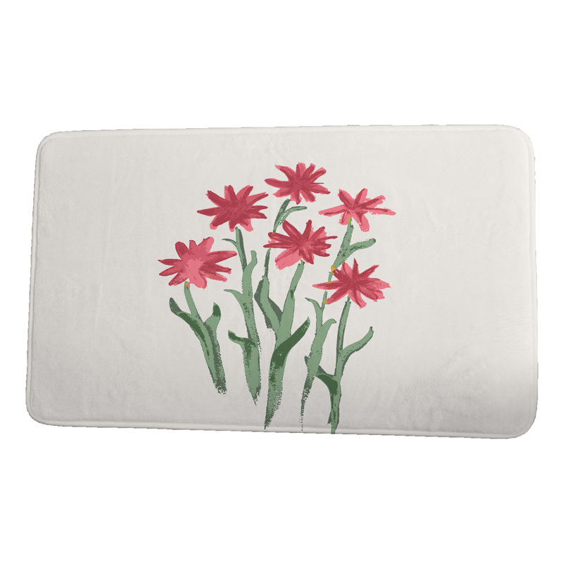 Tapis de bain Lowrey Daffodils, H 18 po x L 30 po, Rose